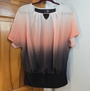 New Directions NWT Black and Pink Ombre Blouse Sz Small